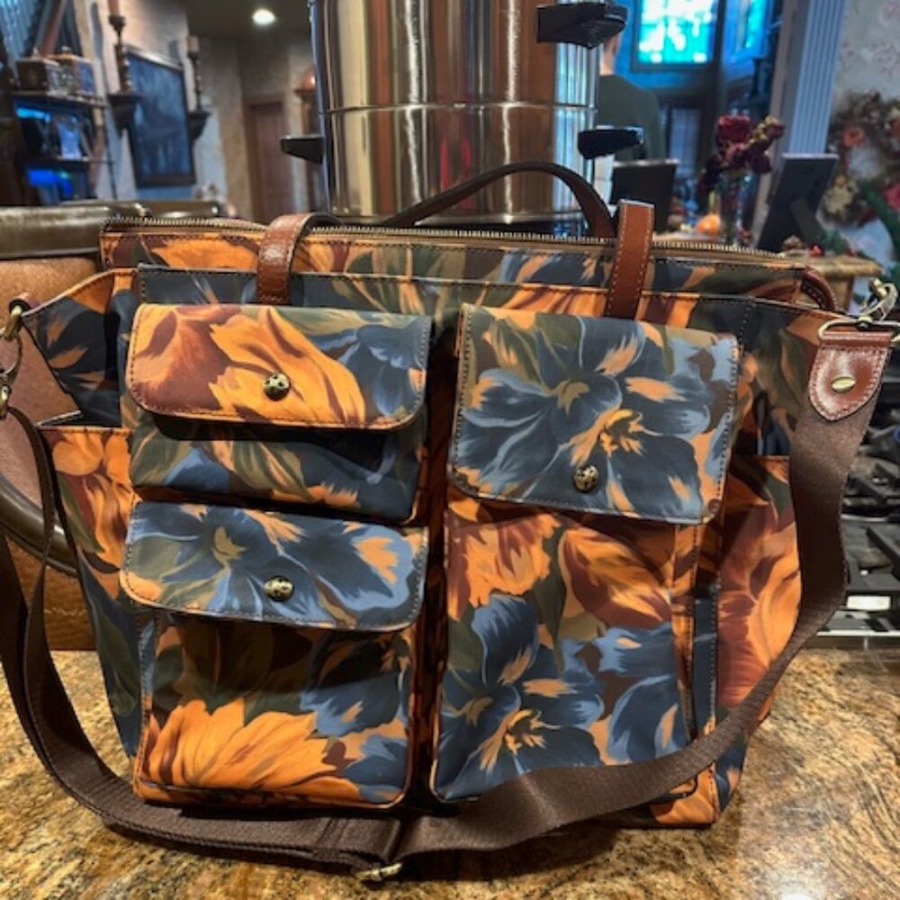 NWOT Patricia Nash Sorlana Travel Tote Bag Marigold Harvest Patina Coated Canvas